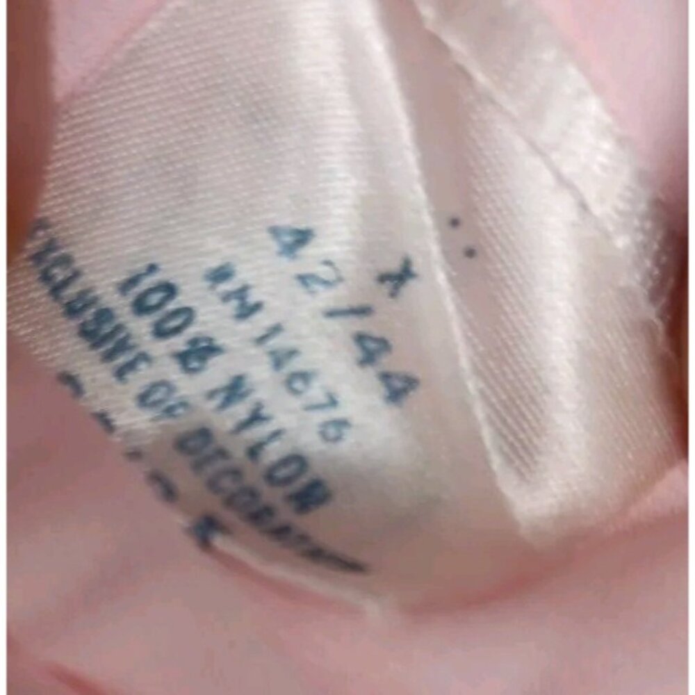 Vtg Sears Womens M 42-44 Pink Sheer Long Nightgown Nylon Lace Front 3/4 Sleeve - Picture 7 of 7